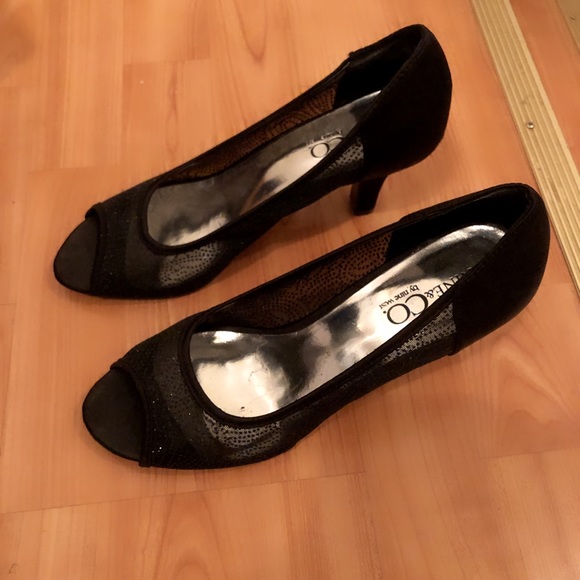 Nine West Kitten Open Toe Sparkly Heels - Picture 4 of 5